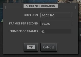 Timelapse sequence duration editing dialog