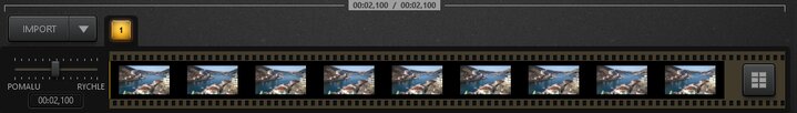 Time-Lapse Tool Panel časové osy se zabalenou sekvencí obrázků