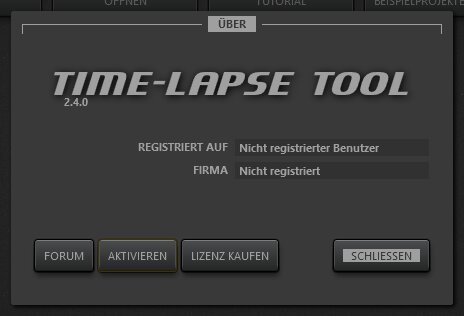 Time-Lapse Tool Über-Fenster.
