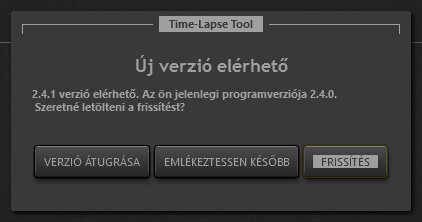 Time-Lapse Tool értesítése frissítés elérhetőségéről