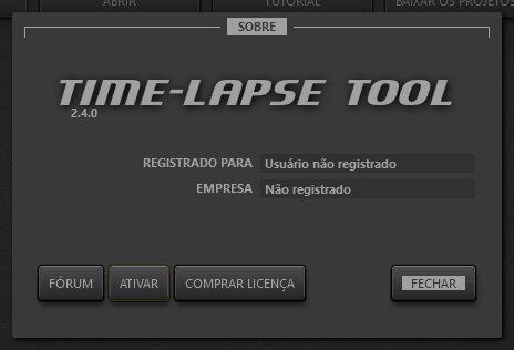 Janela Sobre do Time-Lapse Tool.