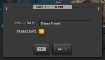 Time-Lapse Tool Effect Preset Save Dialog