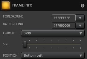 Time-Lapse Tool Frame Info Effect Settings