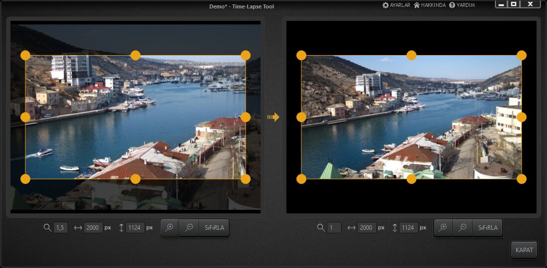 Time-Lapse Tool Kamera Yakınlaştırma ve Hareket Emülasyonu için Editörü